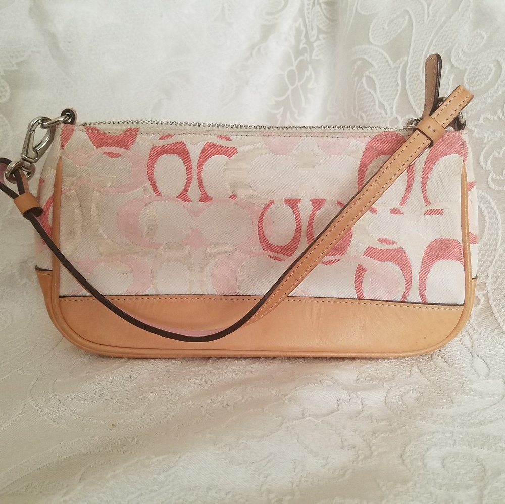 Authentic COACH Cream & Pink Logo Mini ShoulderBag